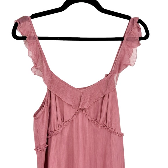 Anthropologie Moulinette Soeurs Reagan Silk Ruffled Dress Pink Size 6 Petite - Picture 5 of 10
